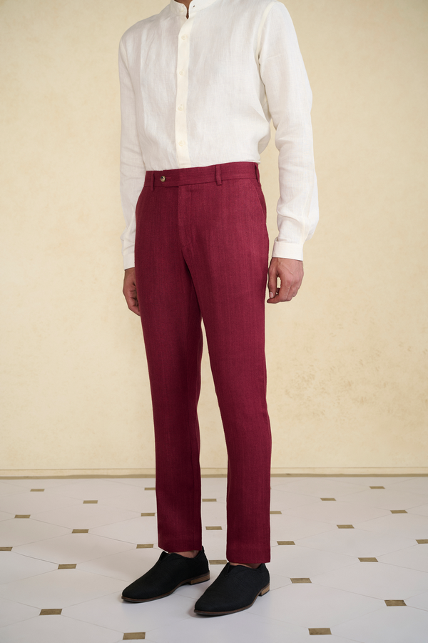 Maroon Silk Trousers
