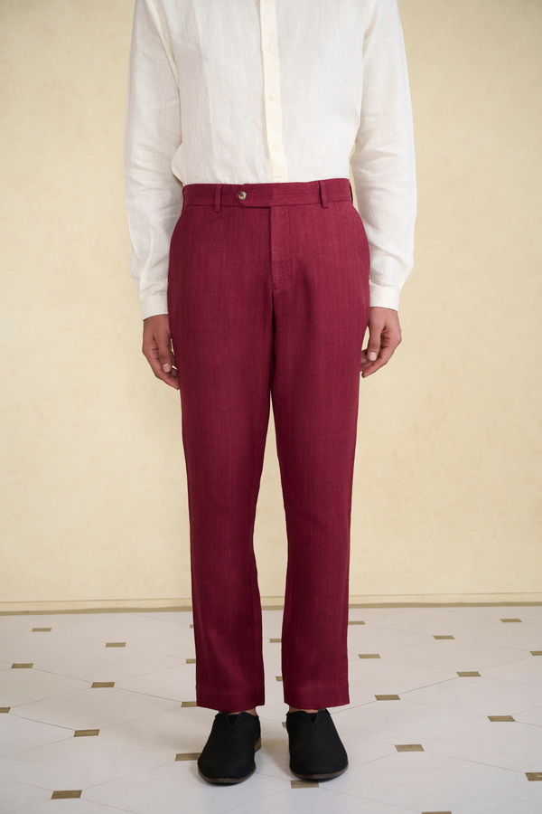 Maroon Silk Trousers
