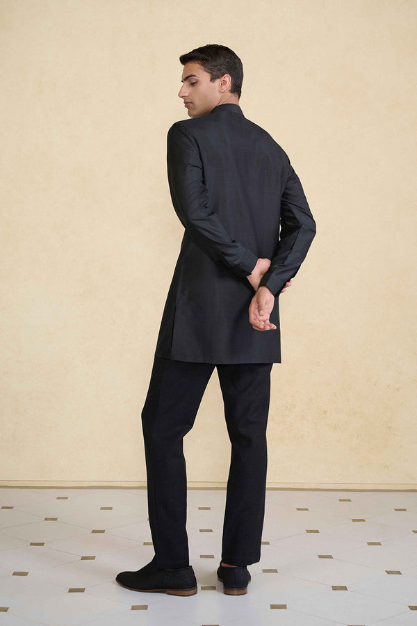 Nayaz Silk Kurta - Black