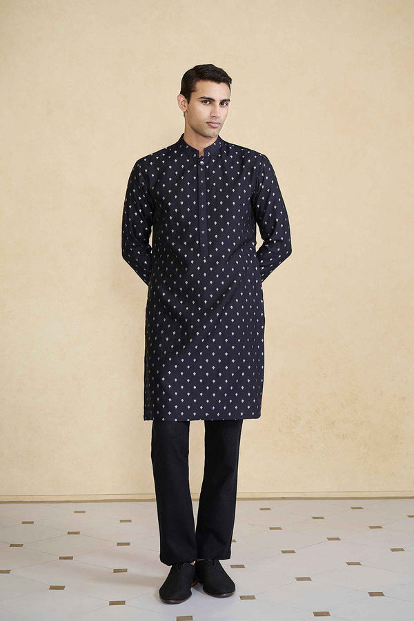 Zamurad Handwoven Benarasi Silk Kurta - Black