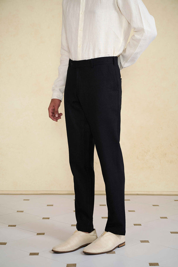 Nightsky Black Silk Trousers