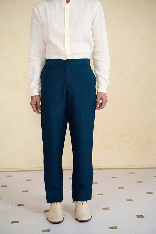 Indigo Silk Trousers