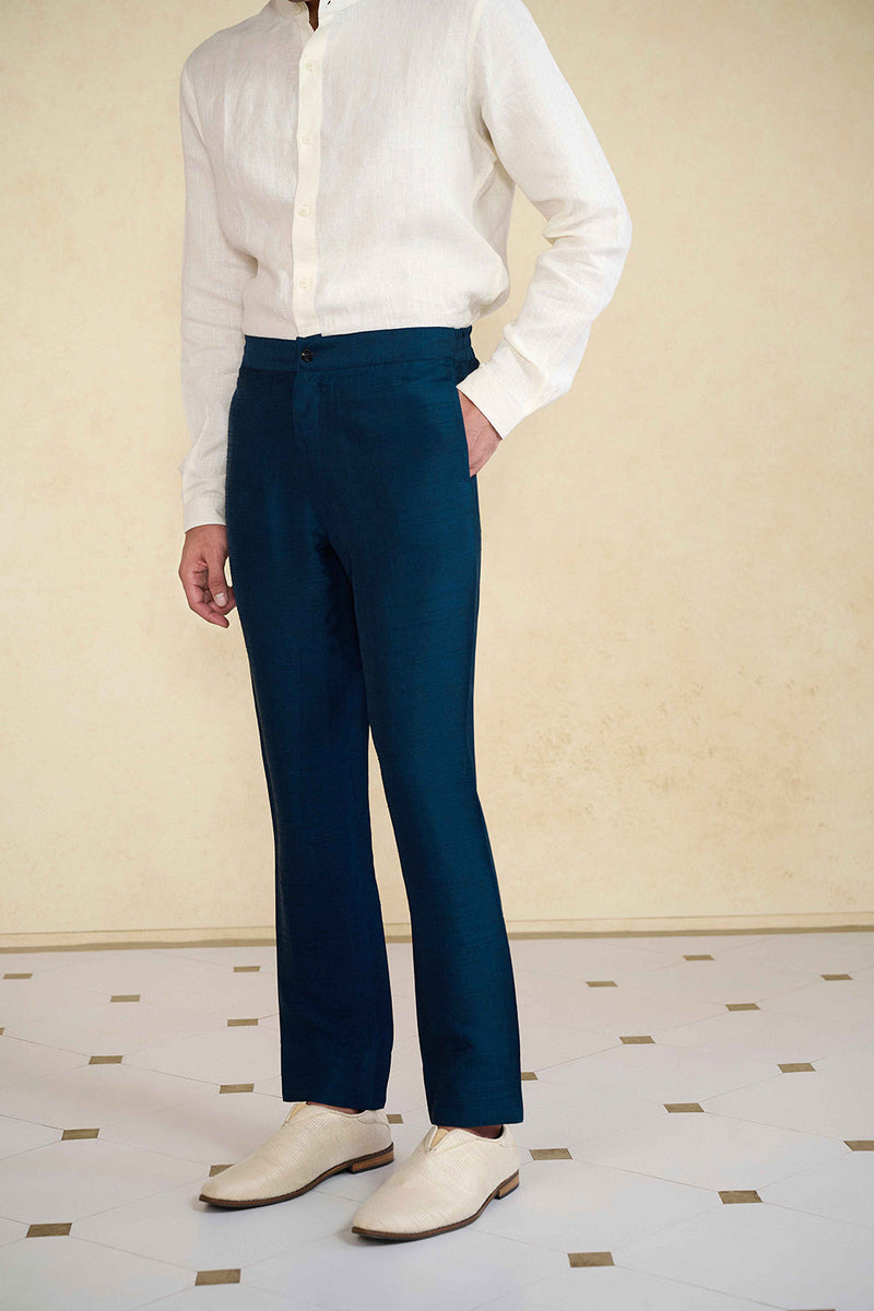 Indigo Silk Trousers