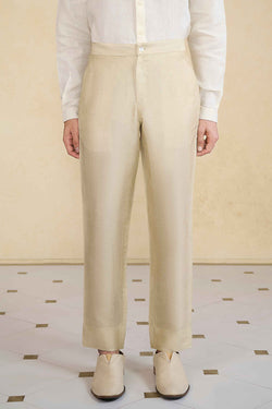 Beige Silk Trousers