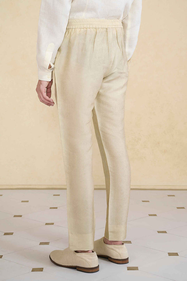 Beige Silk Trousers