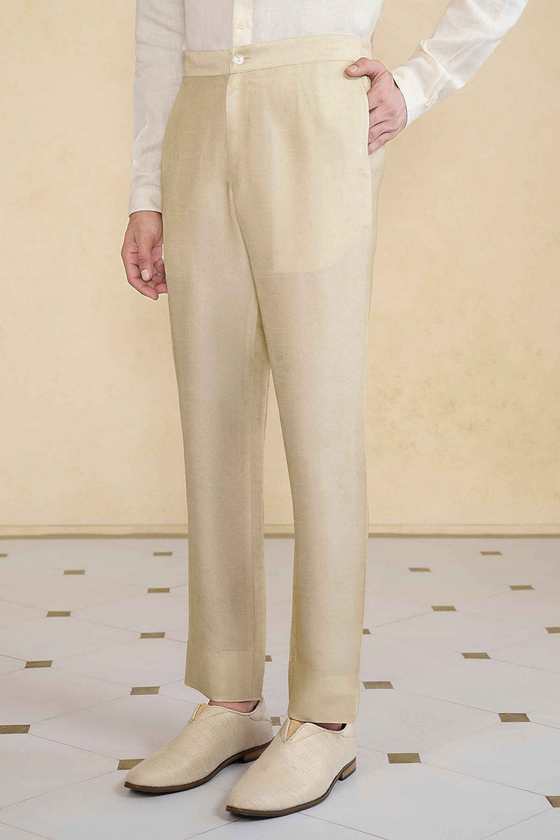Beige Silk Trousers