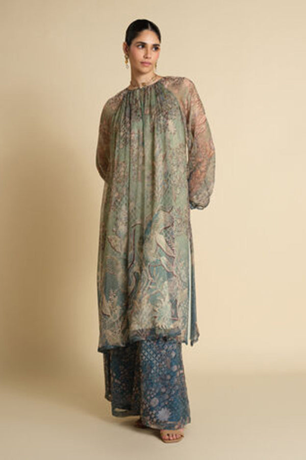 Alarka Printed Kurta Set - Powder Blue