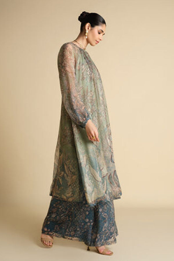 Alarka Printed Kurta Set - Powder Blue