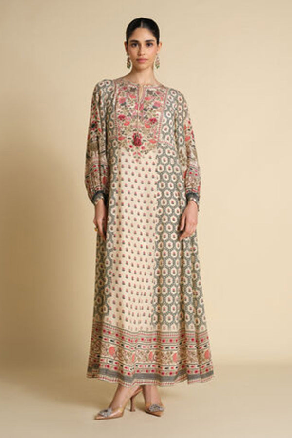 Demoiselle Printed Kaftan - Ivory