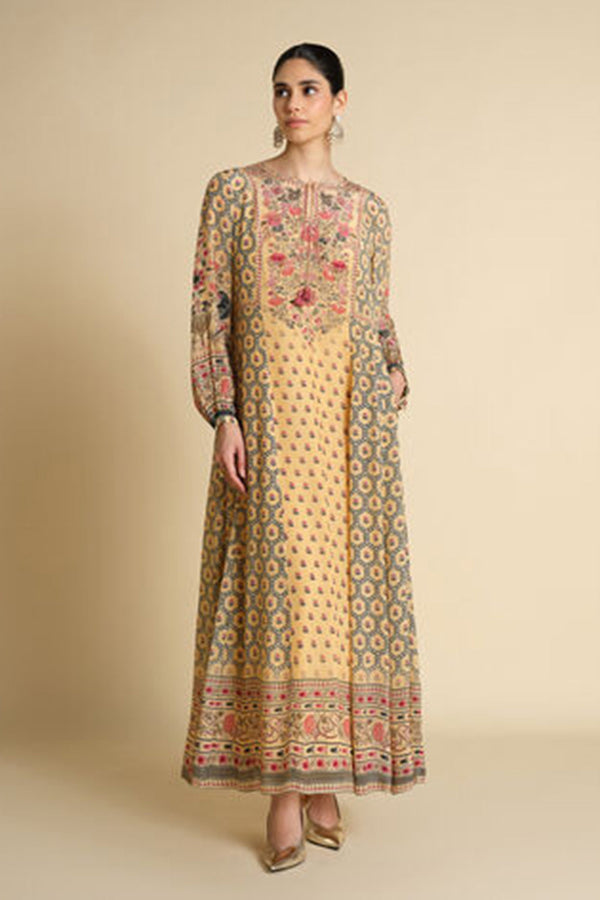 Demoiselle Printed Kaftan - Yellow