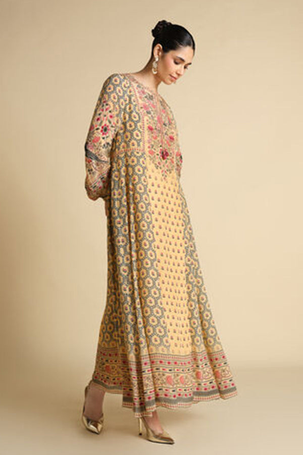 Demoiselle Printed Kaftan - Yellow