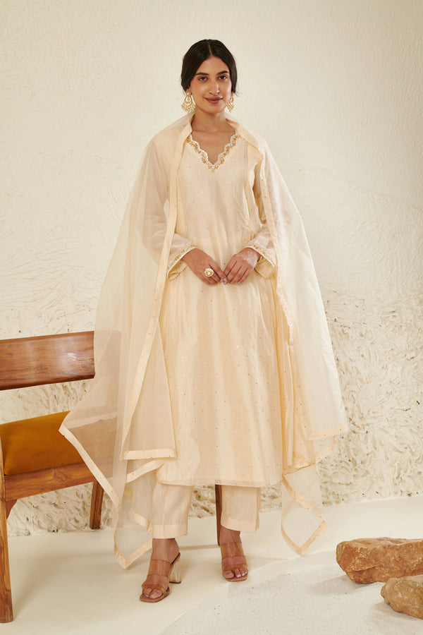 Ivory Embroidered Kurta Set