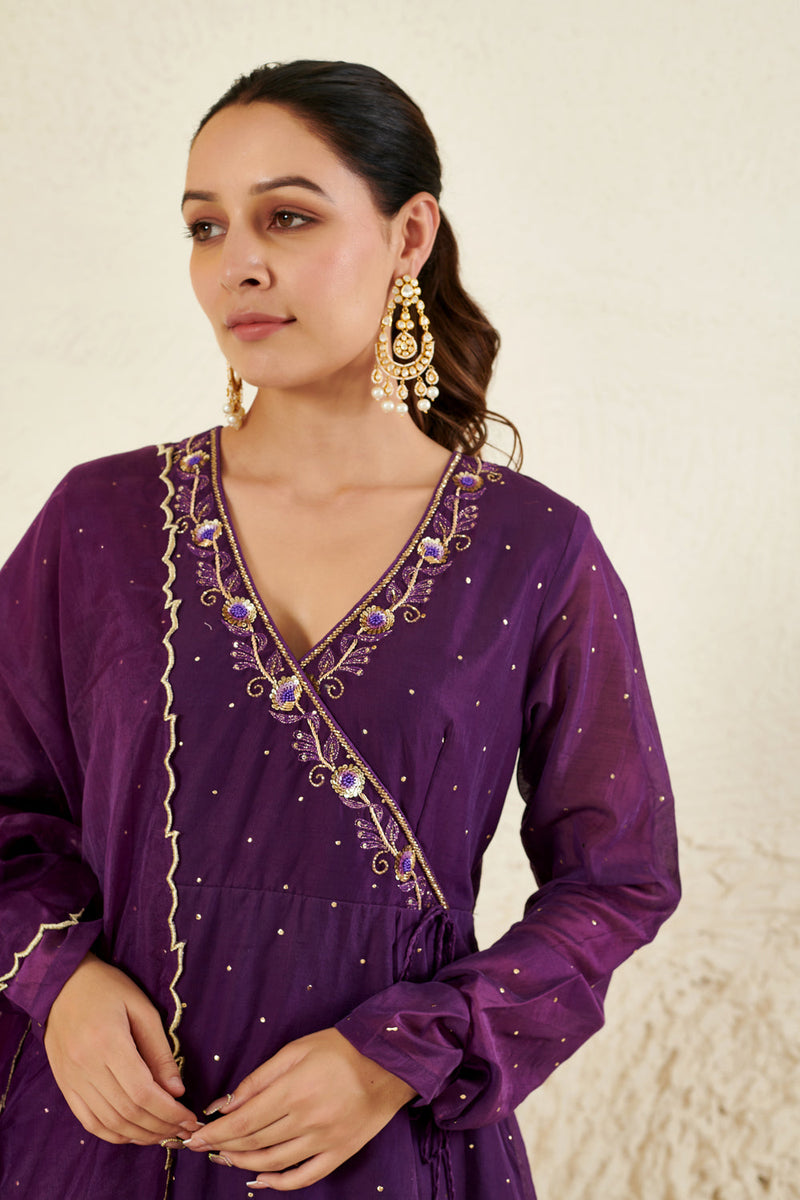 Purple Embroidered Kurta Set
