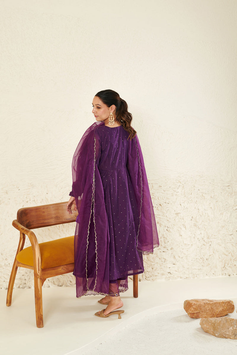 Purple Embroidered Kurta Set