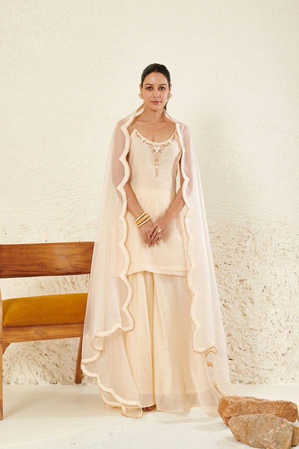Ivory Embroidered Kurta Set