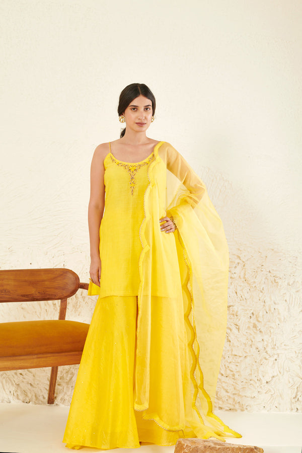 Yellow Embroidered Kurta Set