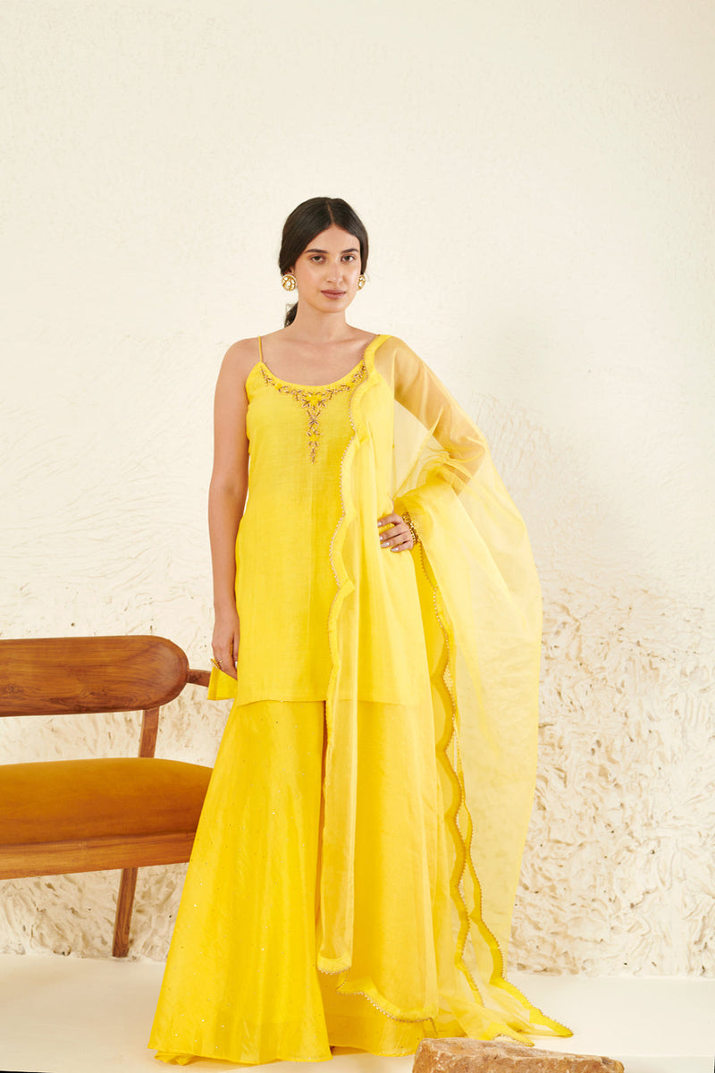Yellow Embroidered Kurta Set