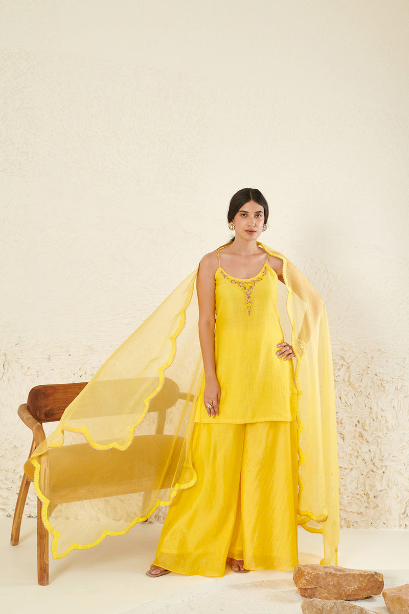 Yellow Embroidered Kurta Set