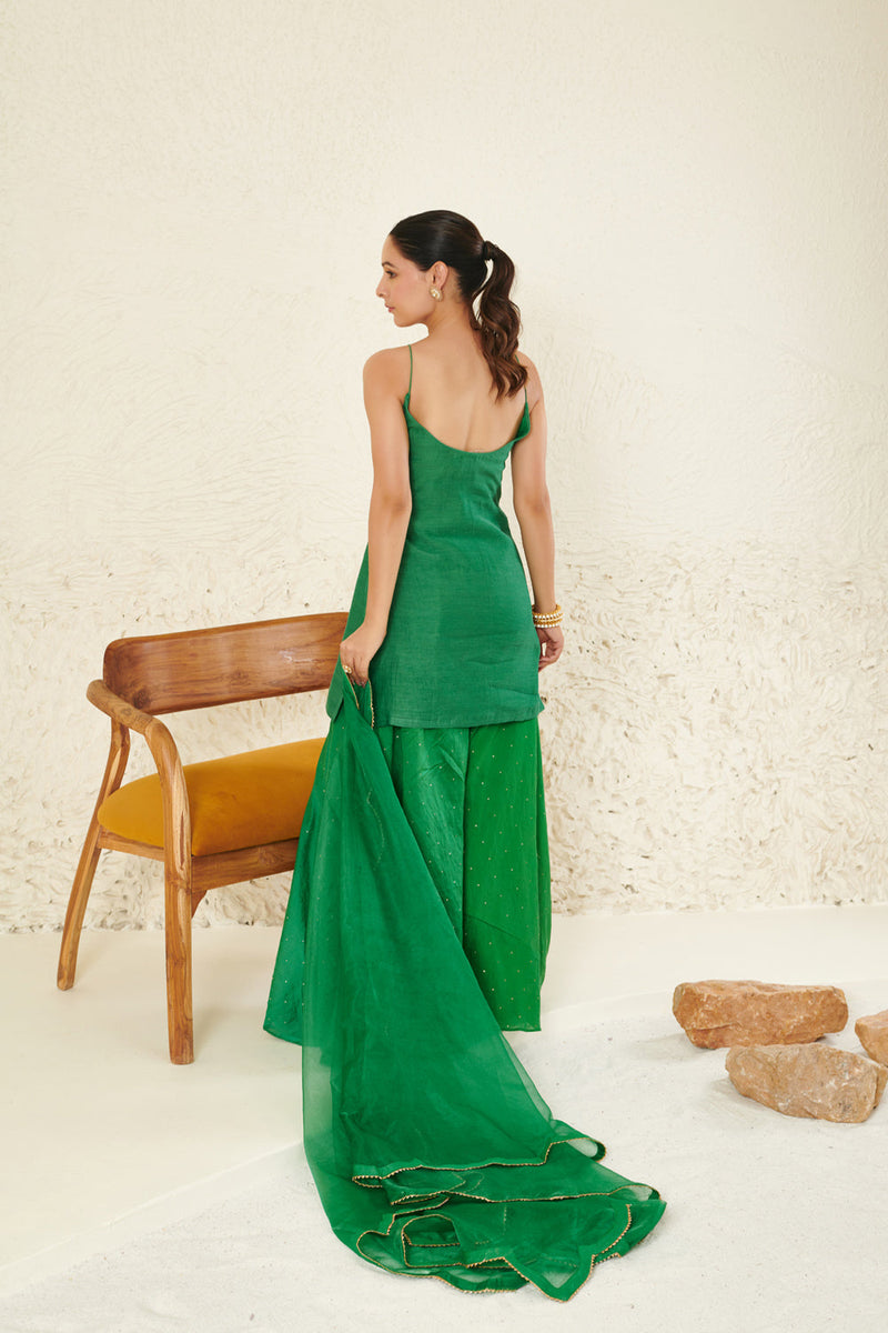 Green Embroidered Garara Set