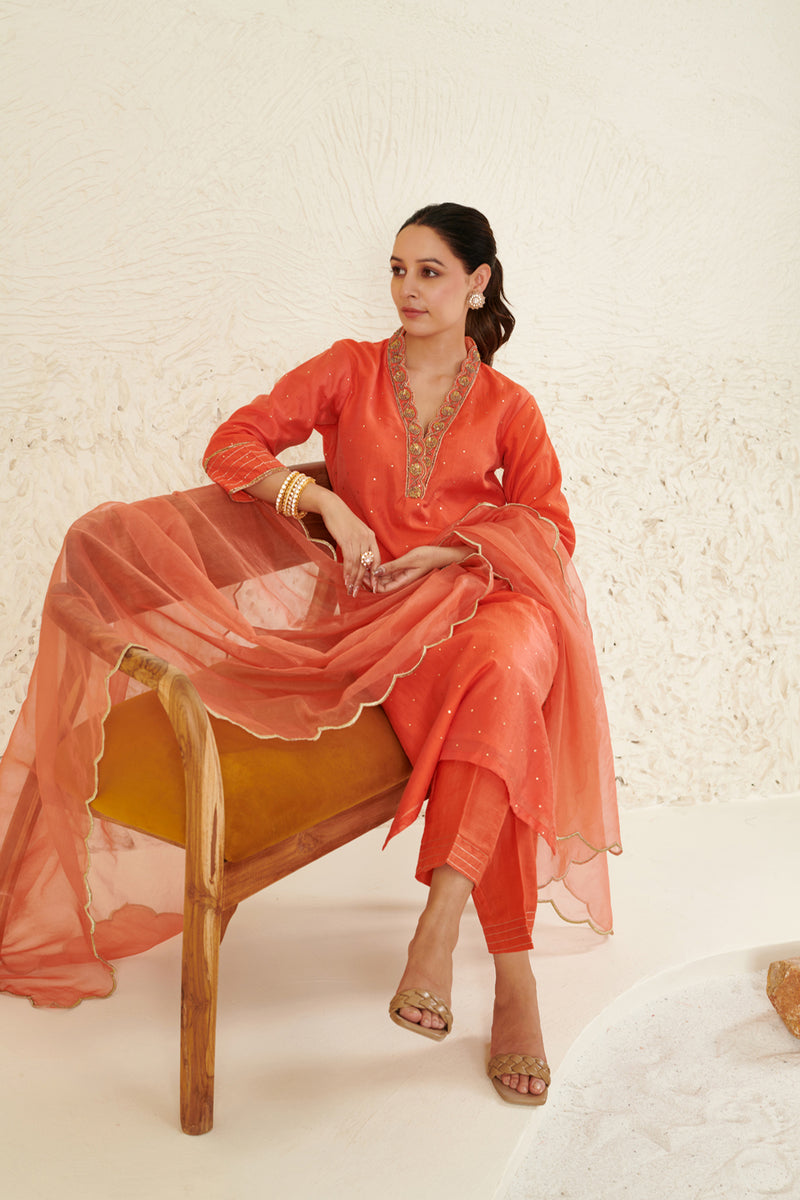Organge Kurta Set