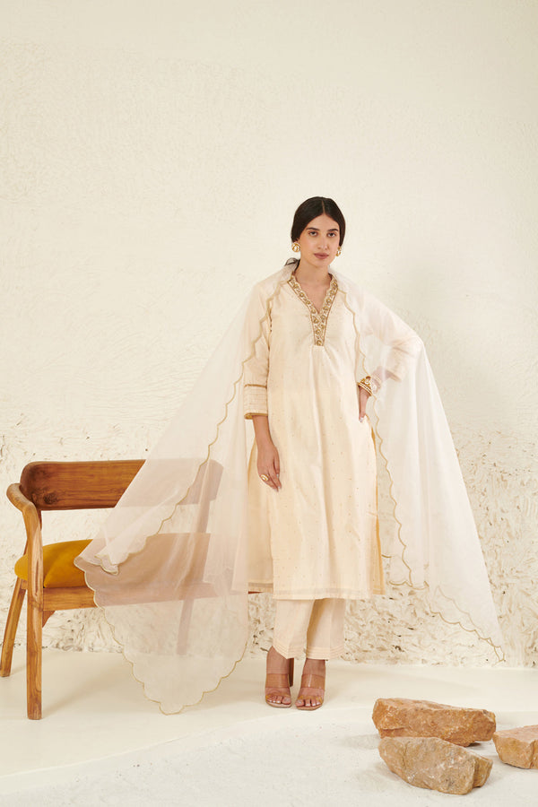 Ivory Embroidered Kurta Set