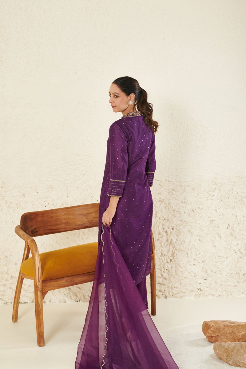 Purple Embroidered Kurta Set
