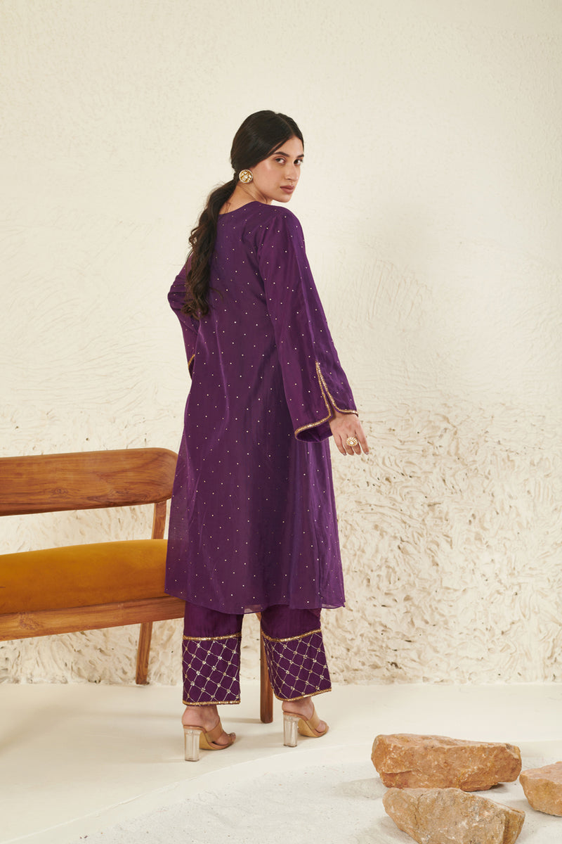 Purple Embroidered Kurta Set