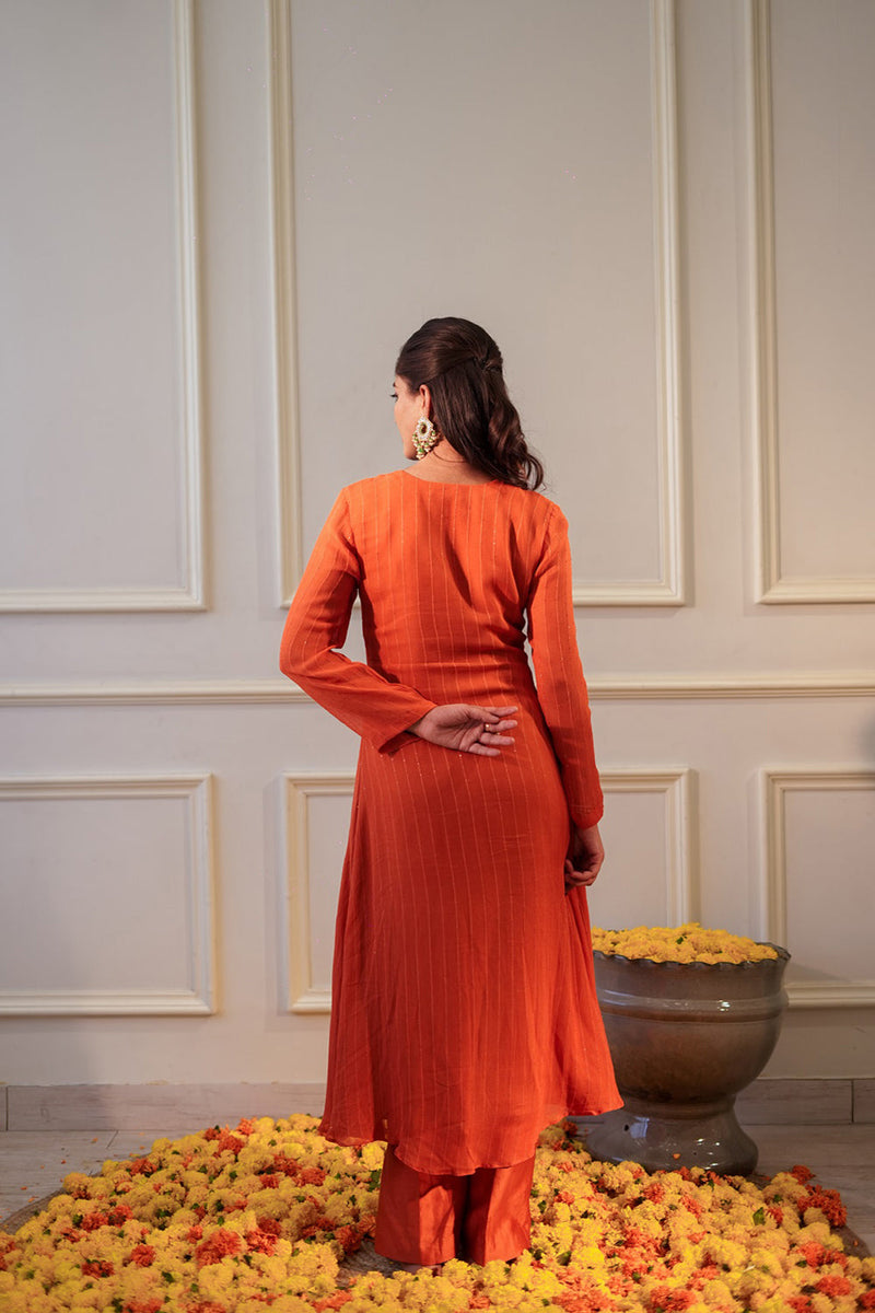 Burnt Orange Sequin Kurta Set