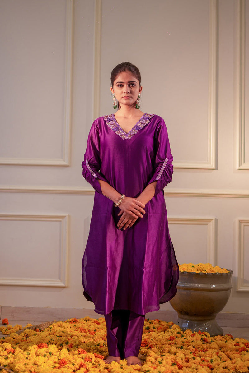 Purple Sequin Kurta Set
