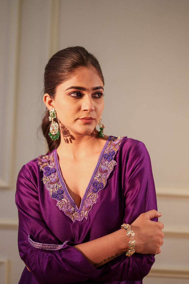 Purple Sequin Kurta Set