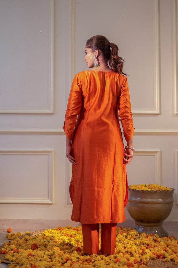 Burnt Orange Sequin Kurta Set