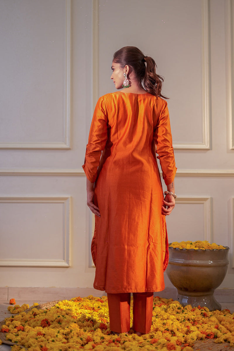 Burnt Orange Sequin Kurta Set
