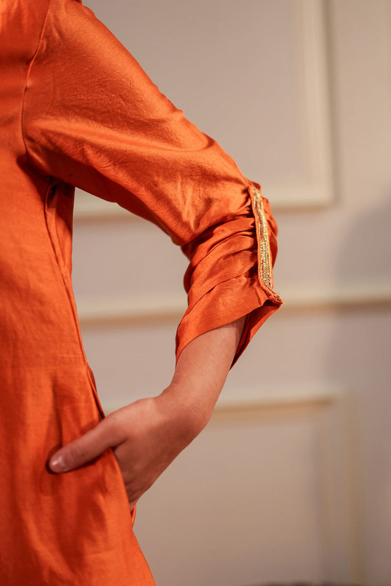 Burnt Orange Sequin Kurta Set