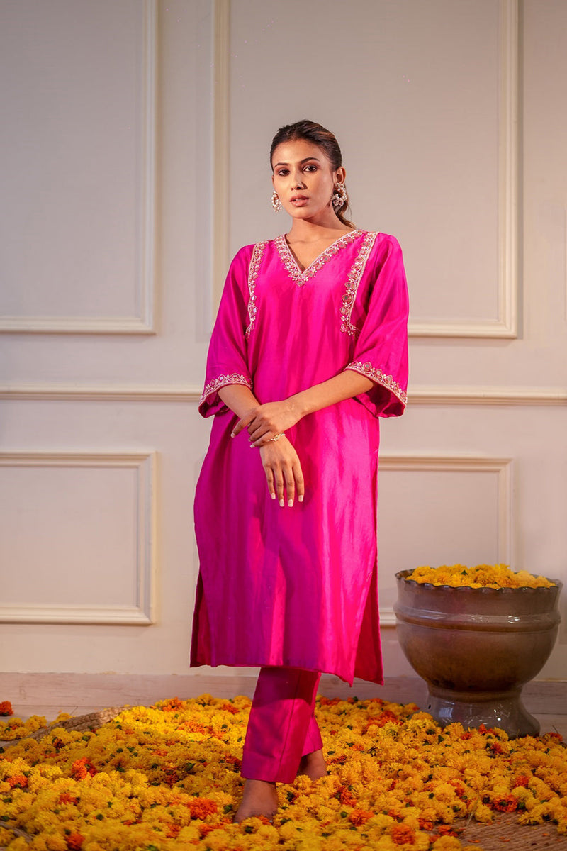 Hot Pink Sequin Kurta Set