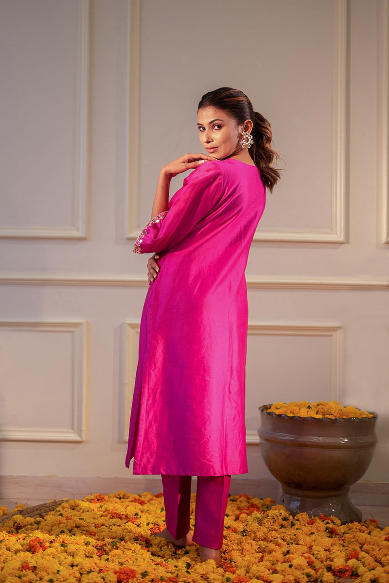 Hot Pink Sequin Kurta Set