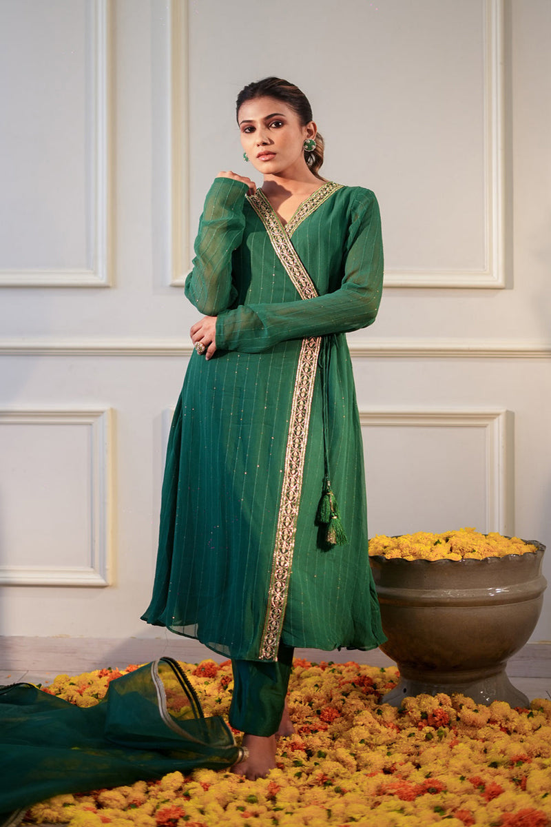 Bottle Green Sequin Kurta Set