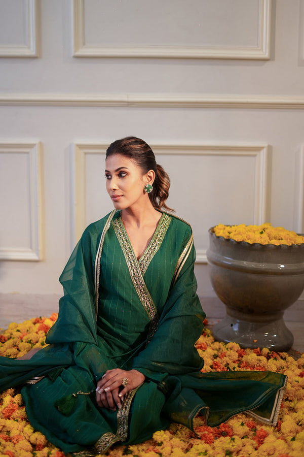 Bottle Green Sequin Kurta Set