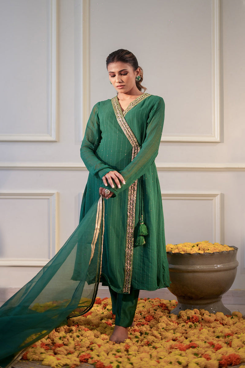 Bottle Green Sequin Kurta Set