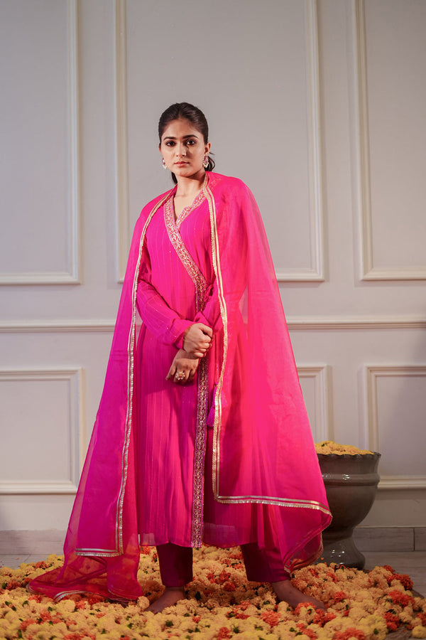 Hot Pink Sequin Kurta Set
