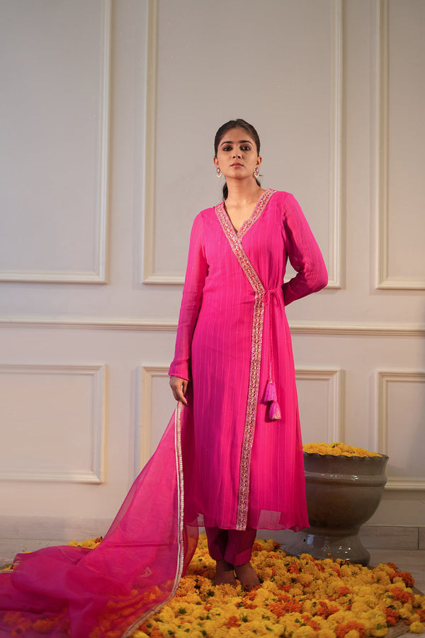 Hot Pink Sequin Kurta Set