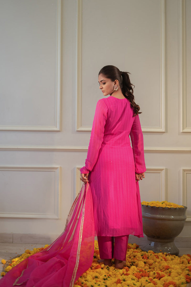 Hot Pink Sequin Kurta Set