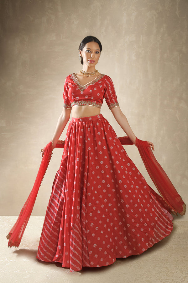 Red And Gold Lehenga Set