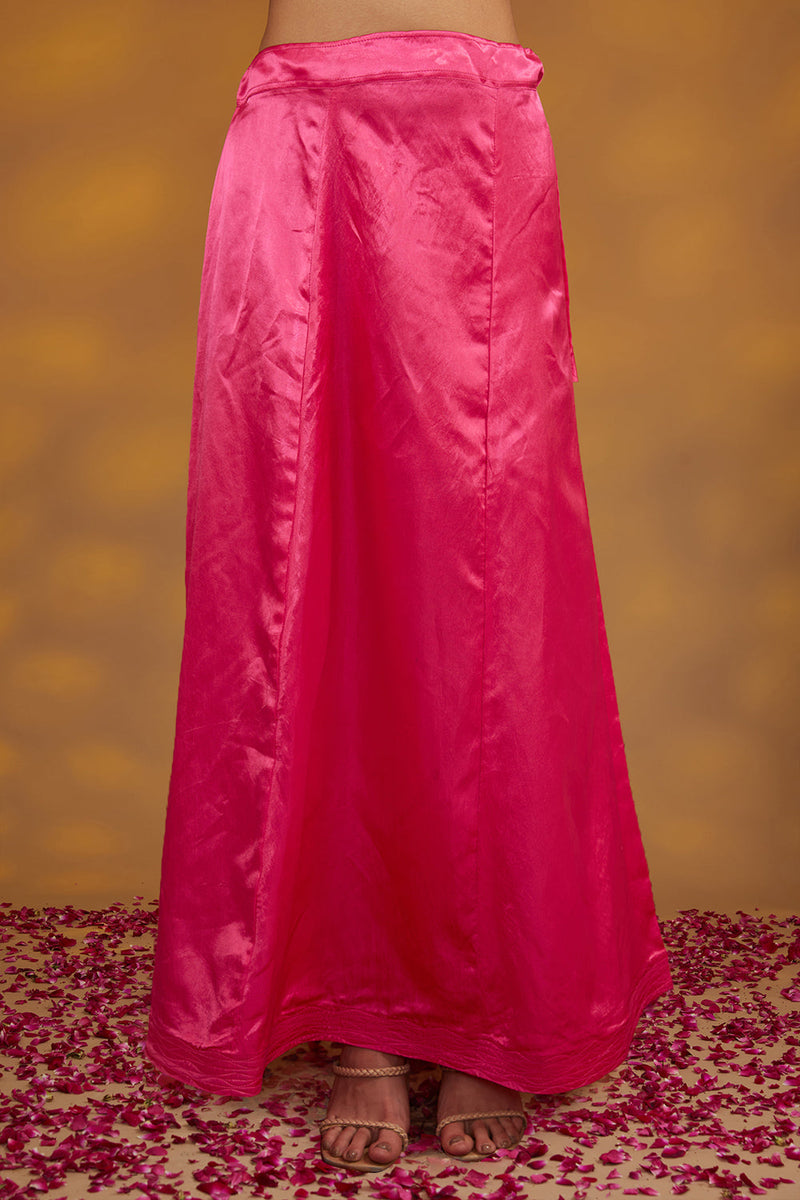 Pink Georgette Hand Embroidered Saree Set