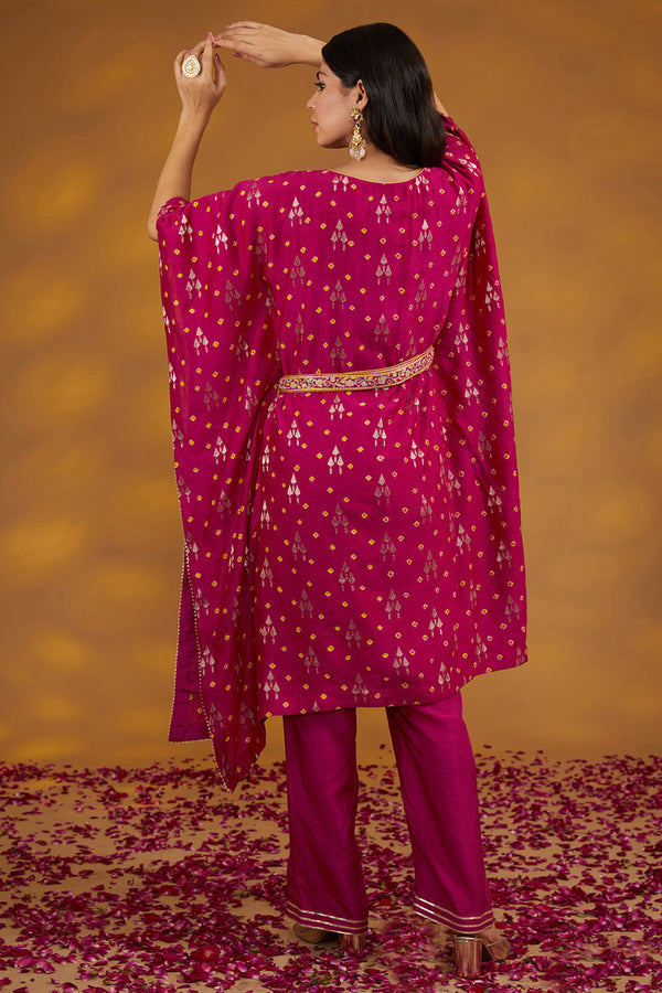 Pink  Chanderi Silk Machine Embroidered Co-Ord Set