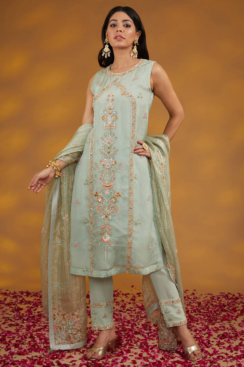 Blue Otganza Hand Embroidered Kurta Suit Set