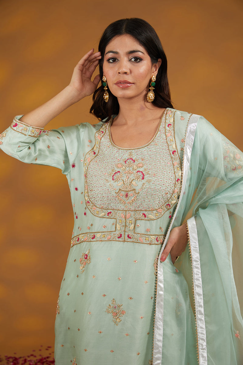 Blue Otganza Hand Embroidered Kurta Suit Set