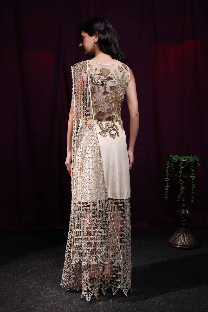 Sufra cutwork saree style gown