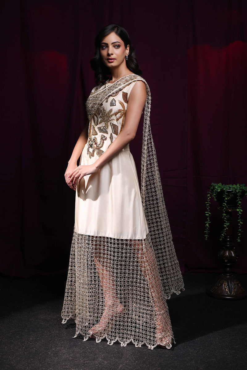 Sufra cutwork saree style gown