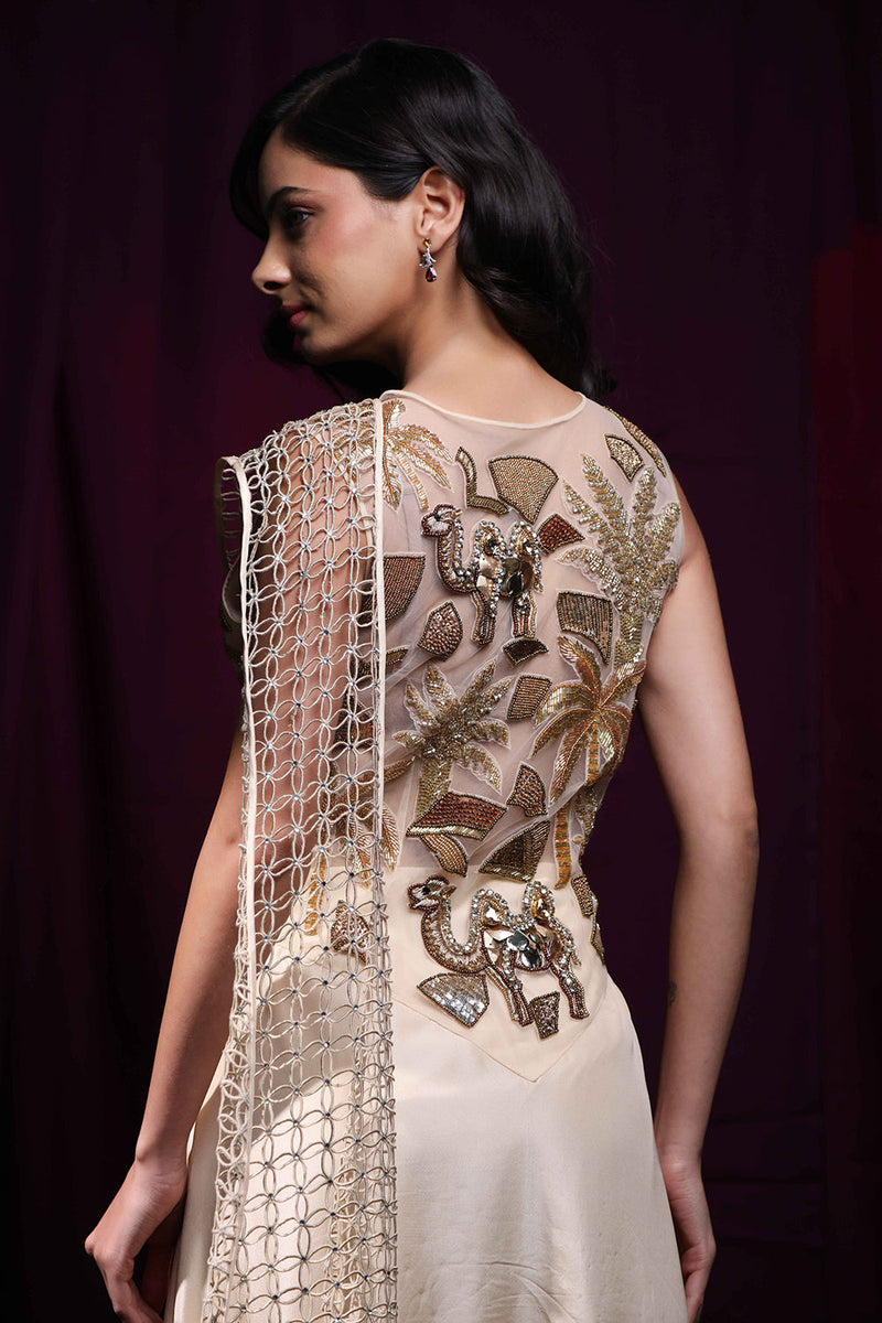 Sufra cutwork saree style gown