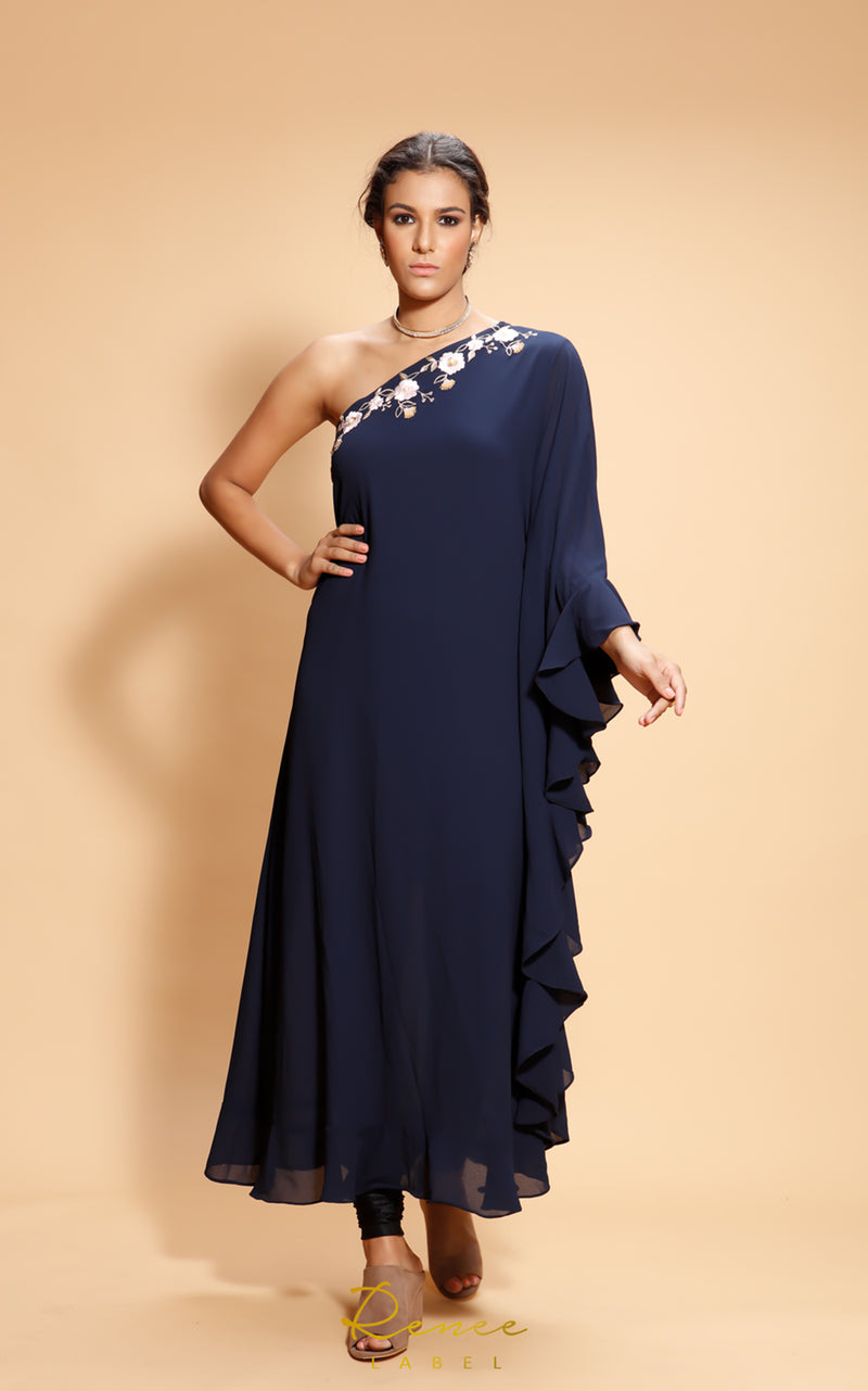 Navy Blue Kaftan Churidar